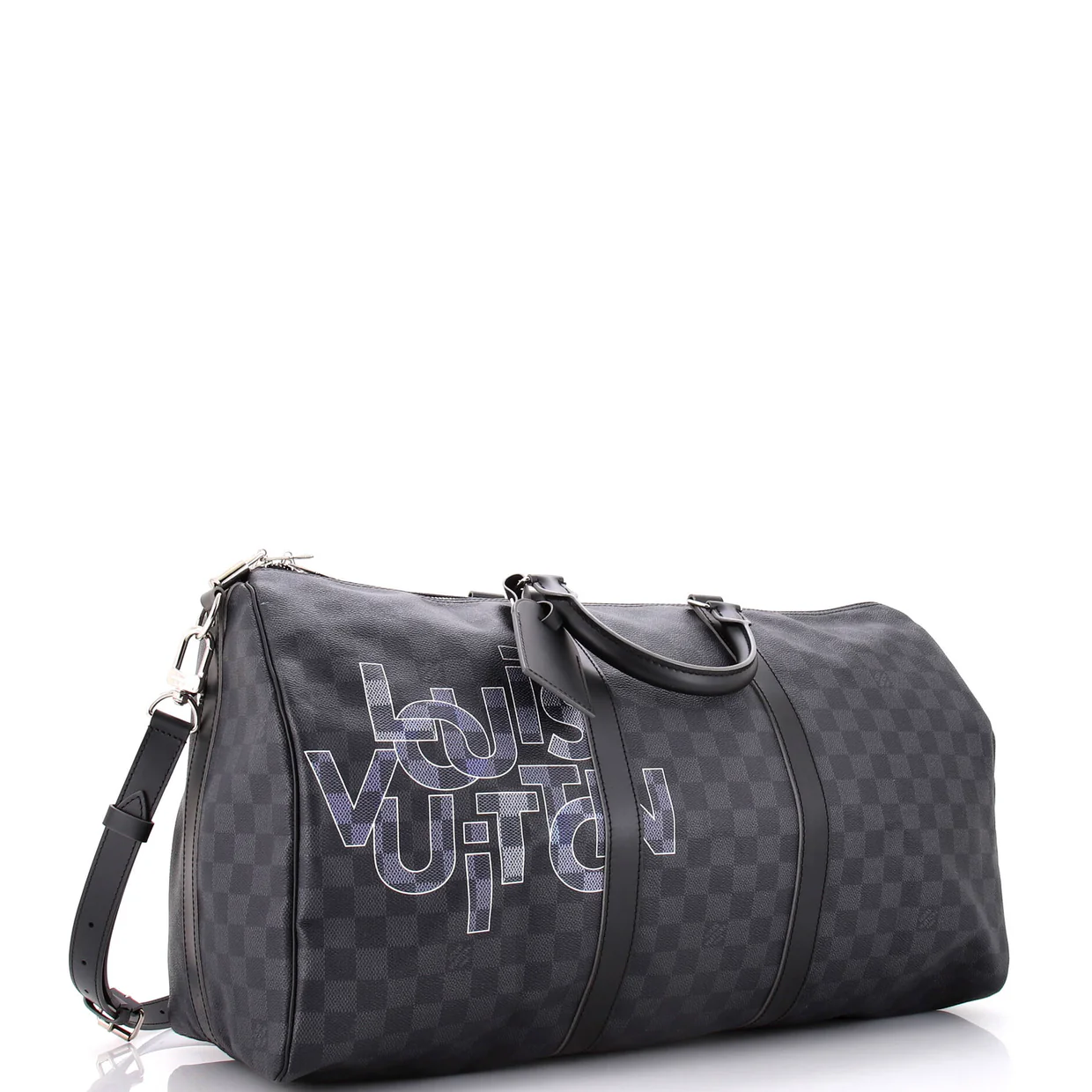 Keepall Bandouliere Bag Limited Edition Interlinked Logo Damier Graphite 50 - Deep Luxury
