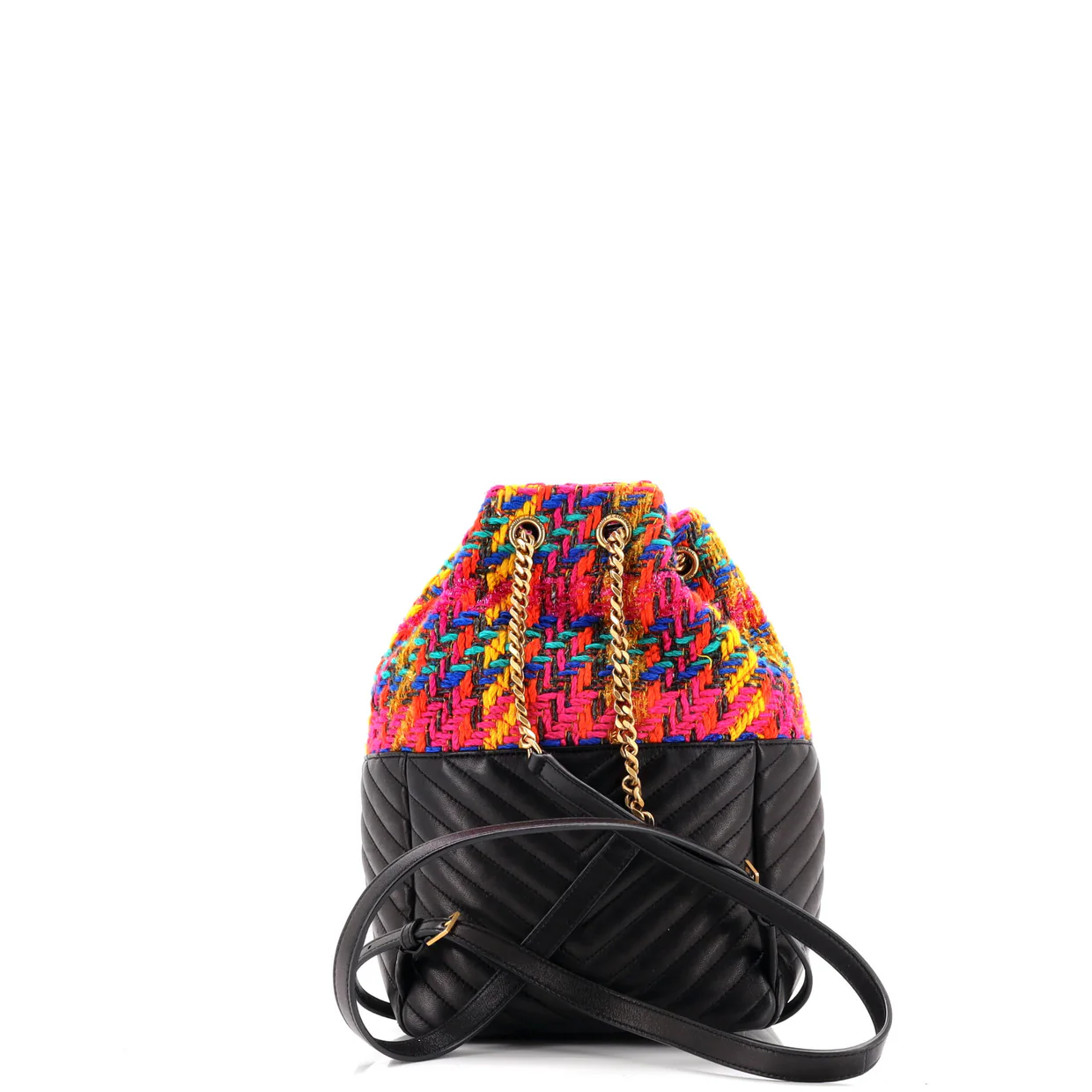 Joe Backpack Matelasse Chevron Leather with Tweed - Deep Luxury