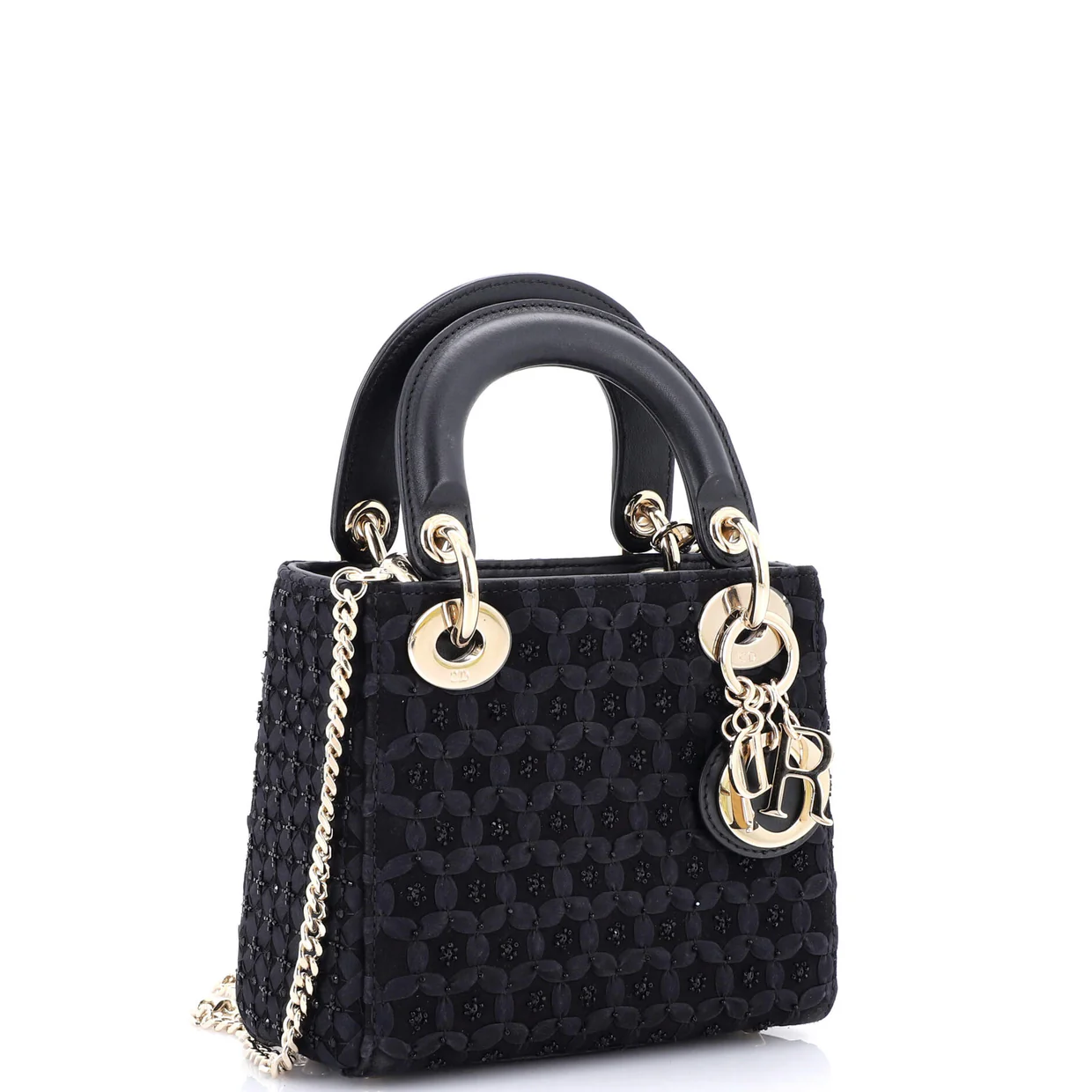 Lady Dior Chain Bag Embellished Satin Mini - Deep Luxury