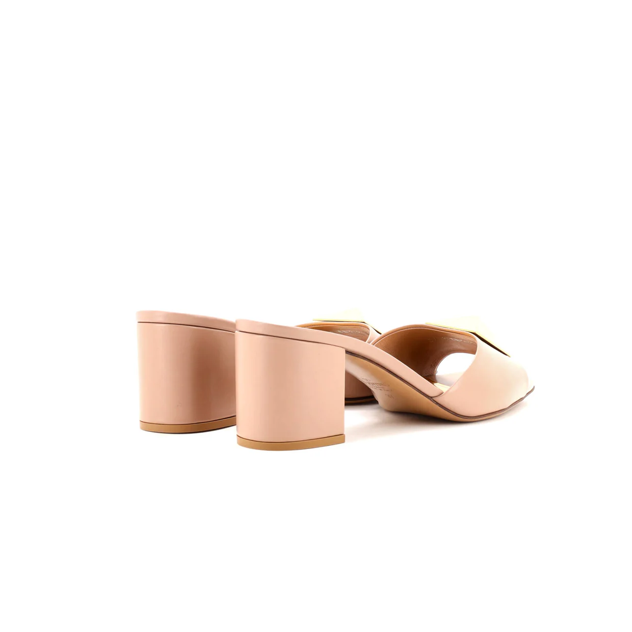 Women's One Stud Block Heeled Mules Leather - Deep Luxury