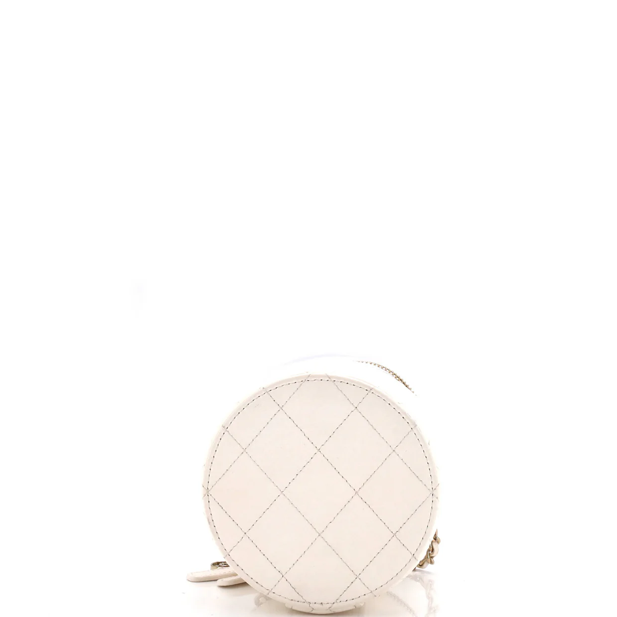 CC Round Vanity Case with Chain Quilted Lambskin Mini - Deep Luxury