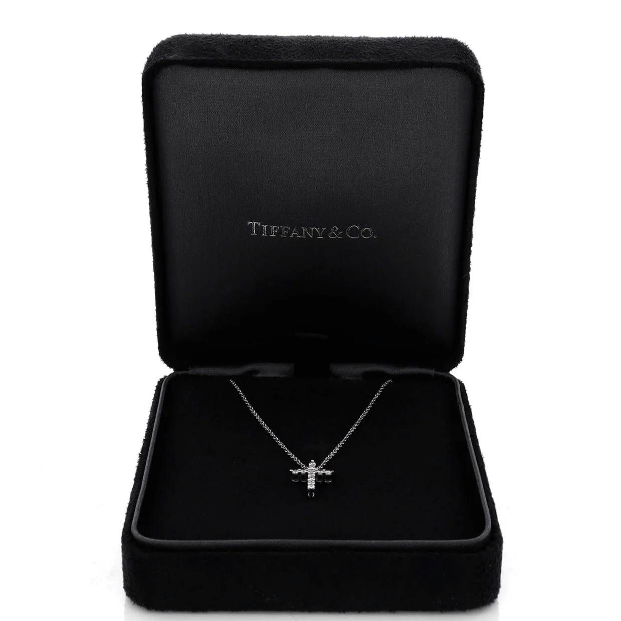 Cross Pendant Necklace Platinum and Diamonds Mini - Deep Luxury