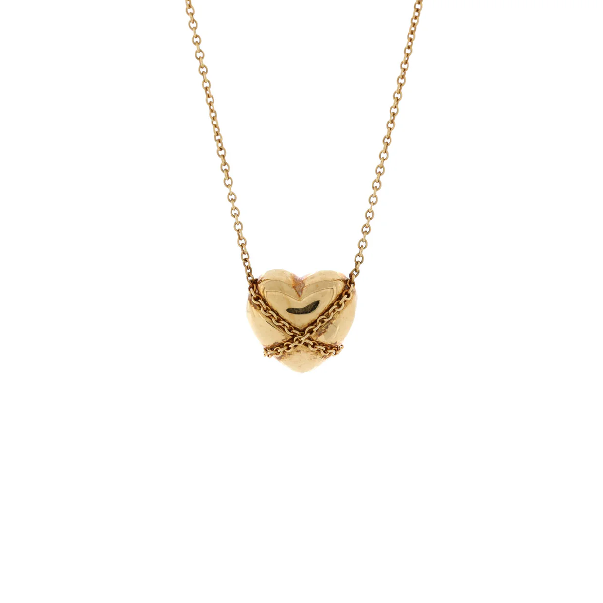 Heart Cross Chain Pendant Necklace 18K Yellow Gold Small - Deep Luxury