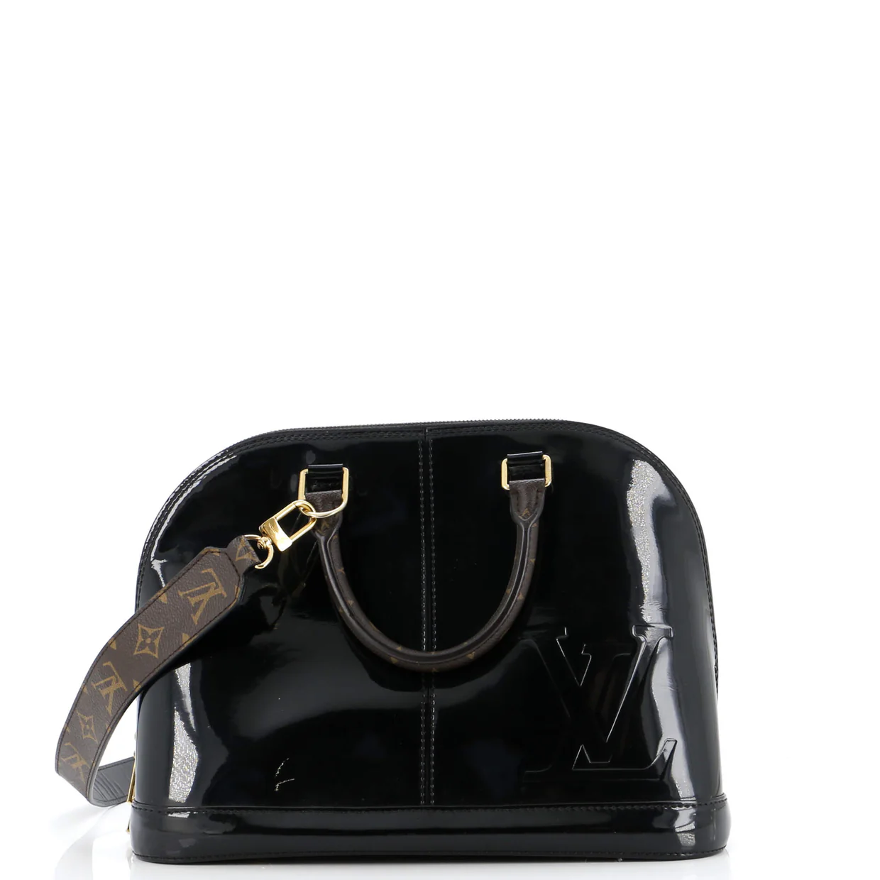 Alma Handbag Vernis with Monogram Canvas PM - Deep Luxury