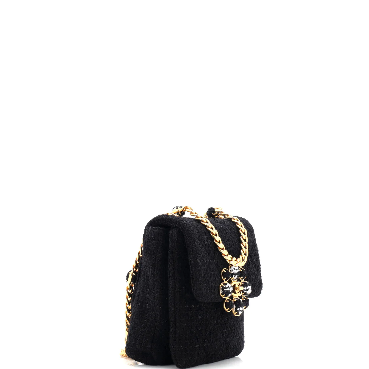 North South CC Bijoux Chain Flap Quilted Tweed Mini - Deep Luxury