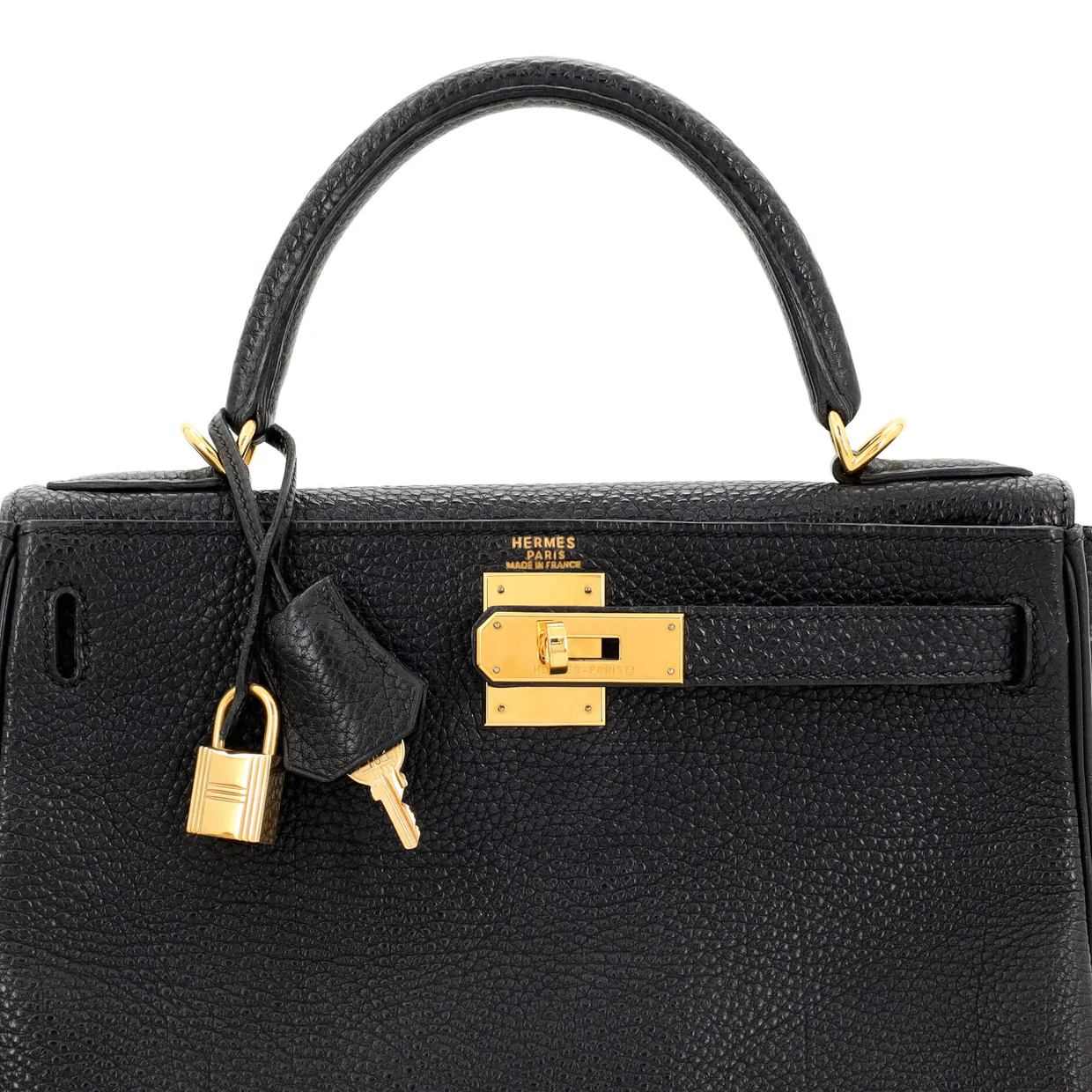 Kelly Handbag Noir Clemence with Gold Hardware 28 - Deep Luxury