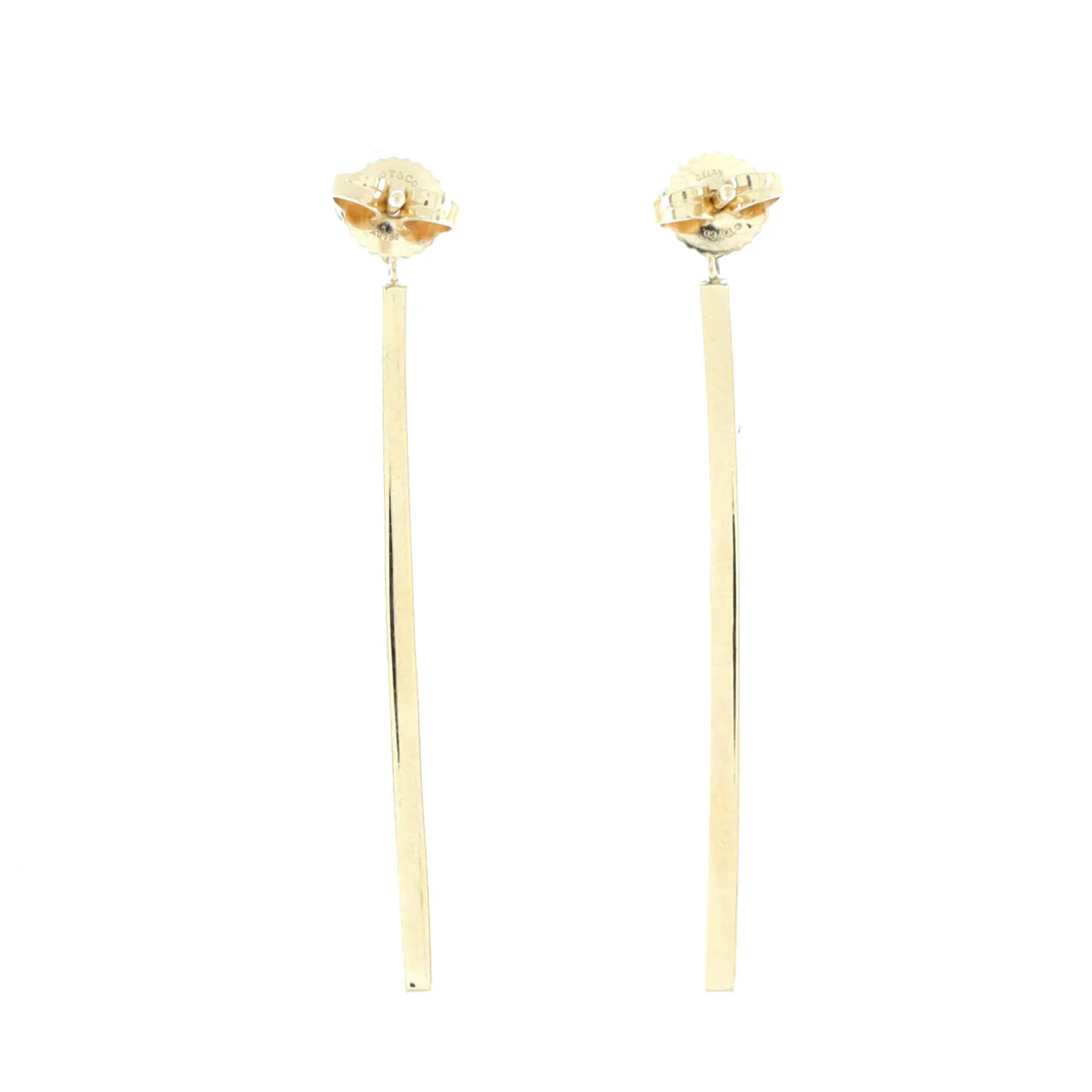T Wire Bar Earrings 18K Yellow Gold with Diamonds - Deep Luxury