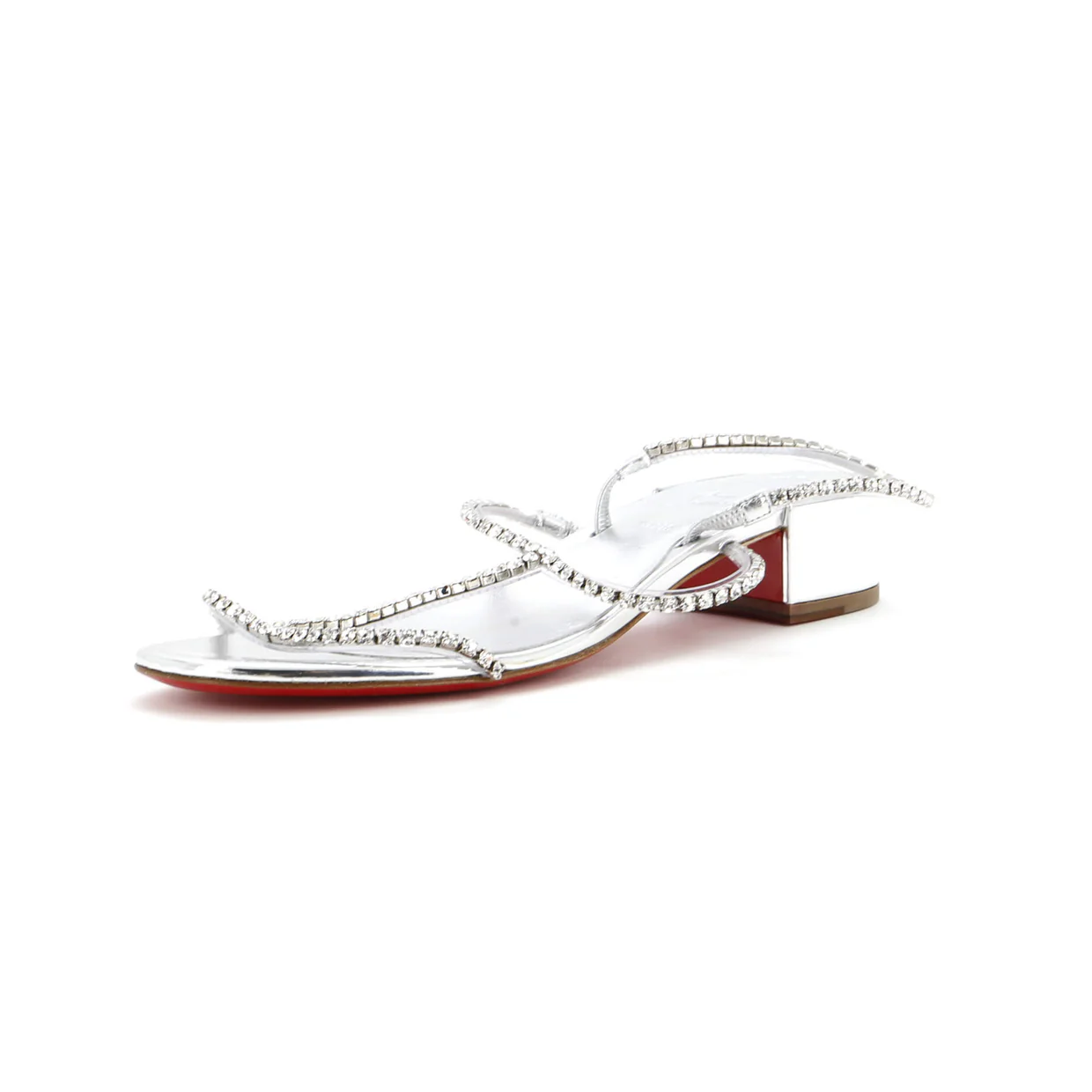 Women's Simple Queenie Sandals Crystal Embellished Leather 25 - Deep Luxury