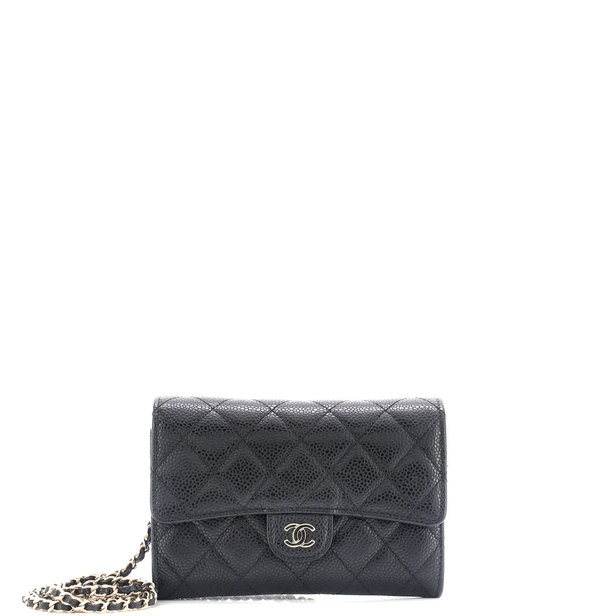 Classic Flap Wallet Crossbody Bag Quilted Caviar Mini - Deep Luxury