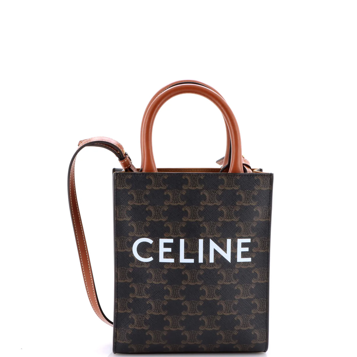 Vertical Cabas Tote Triomphe Coated Canvas Mini - Deep Luxury