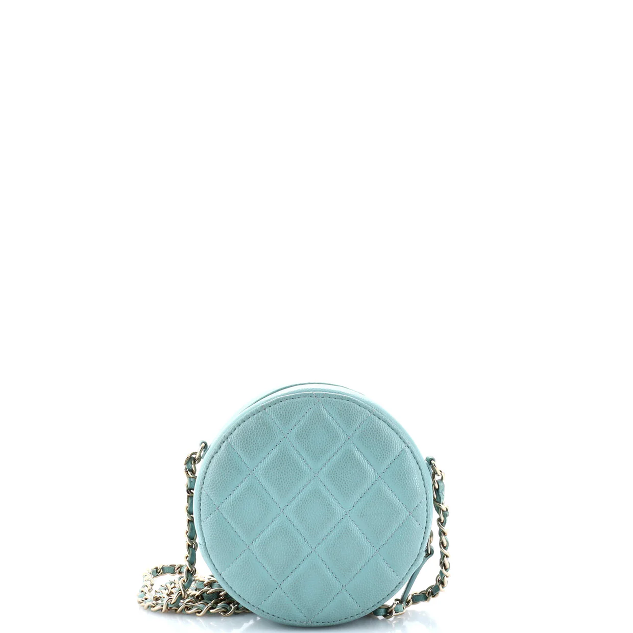 Round Clutch with Chain Quilted Caviar Mini - Deep Luxury