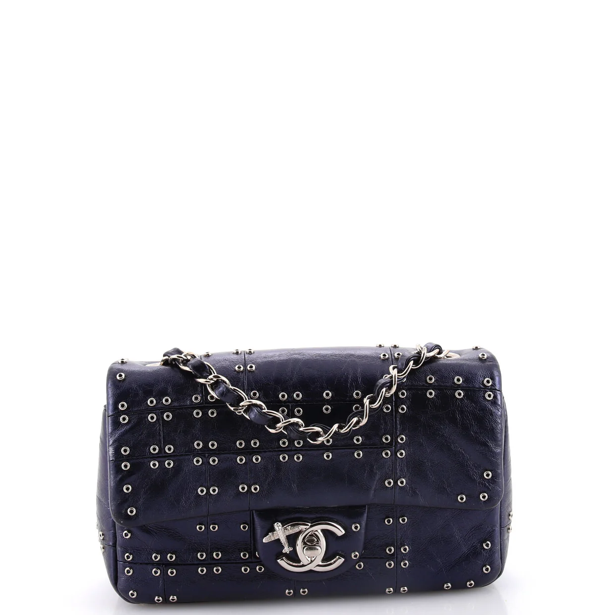 Airlines Classic Single Flap Bag Grommet Studded Calfskin Mini - Deep Luxury