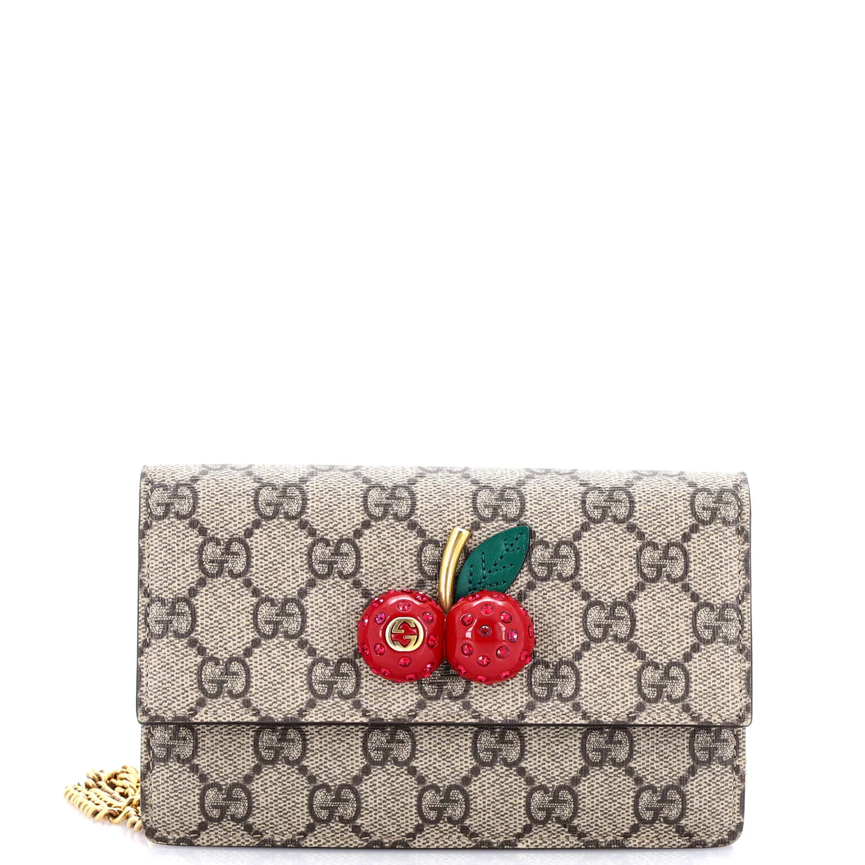 Cherries Wallet on Chain GG Coated Canvas Mini - Deep Luxury