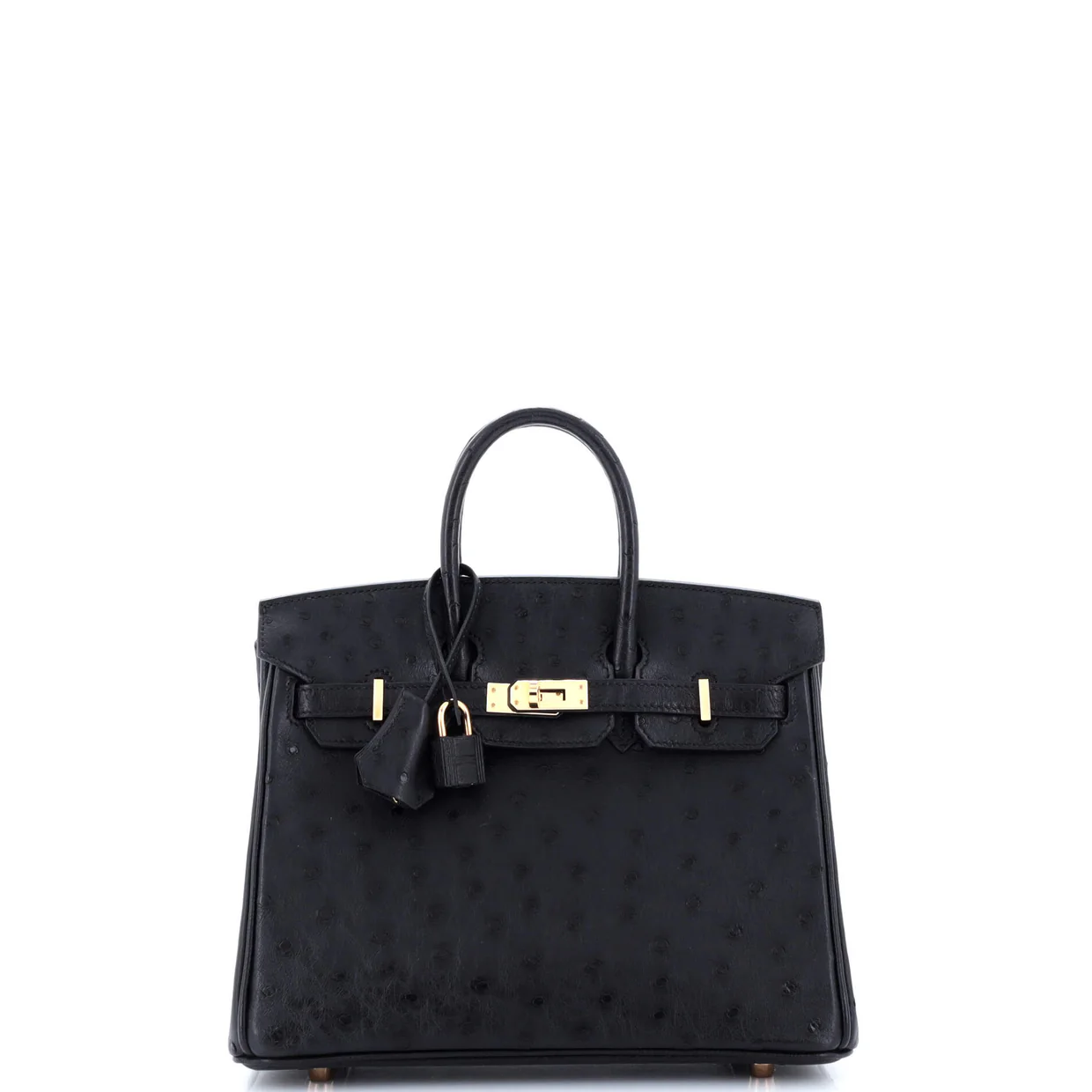 Birkin Handbag Noir Ostrich with Rose Gold Hardware 25 - Deep Luxury