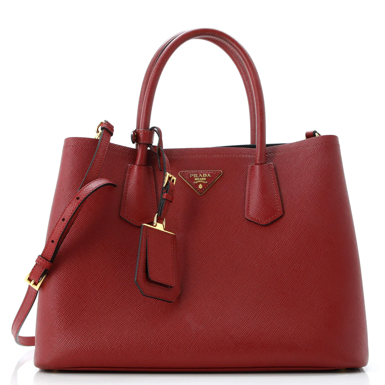 Cuir Double Tote Saffiano Leather Medium - Deep Luxury