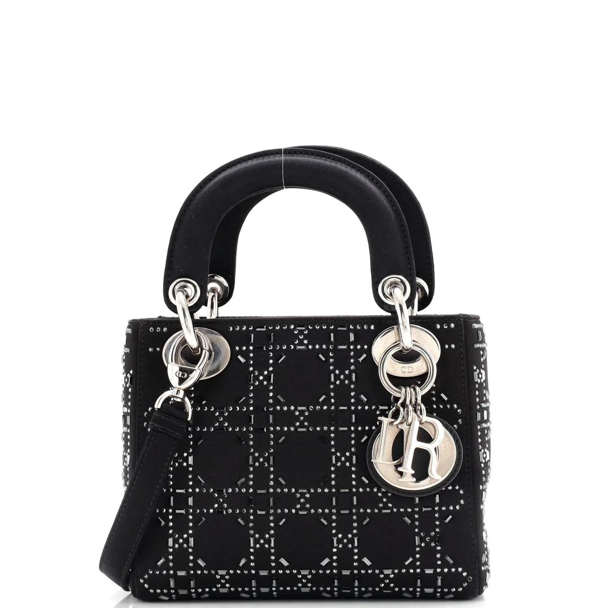 Lady Dior Bag Crystal Embellished Cannage Quilt Satin Mini - Deep Luxury