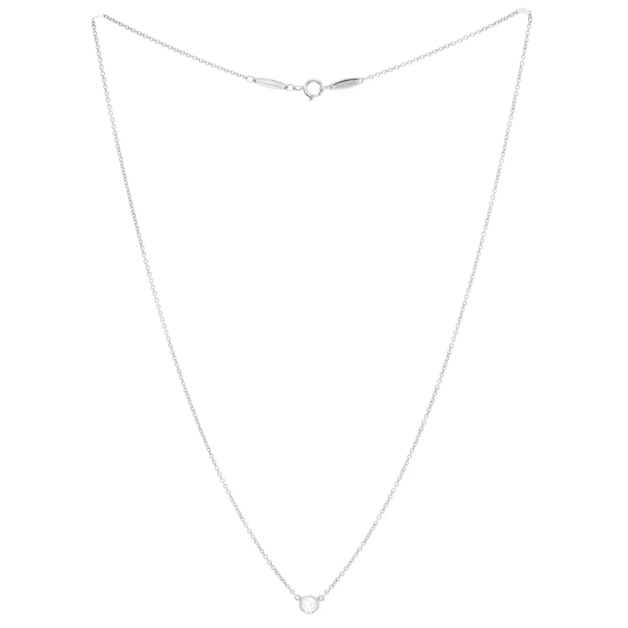 Elsa Peretti Diamonds By The Yard Pendant Necklace Platinum with Diamond .19CT - Deep Luxury