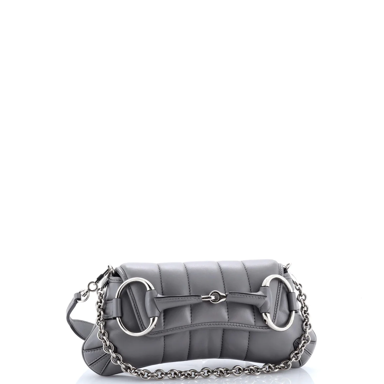 Horsebit Chain Shoulder Bag Vertical Quilted Leather Small - Deep Luxury