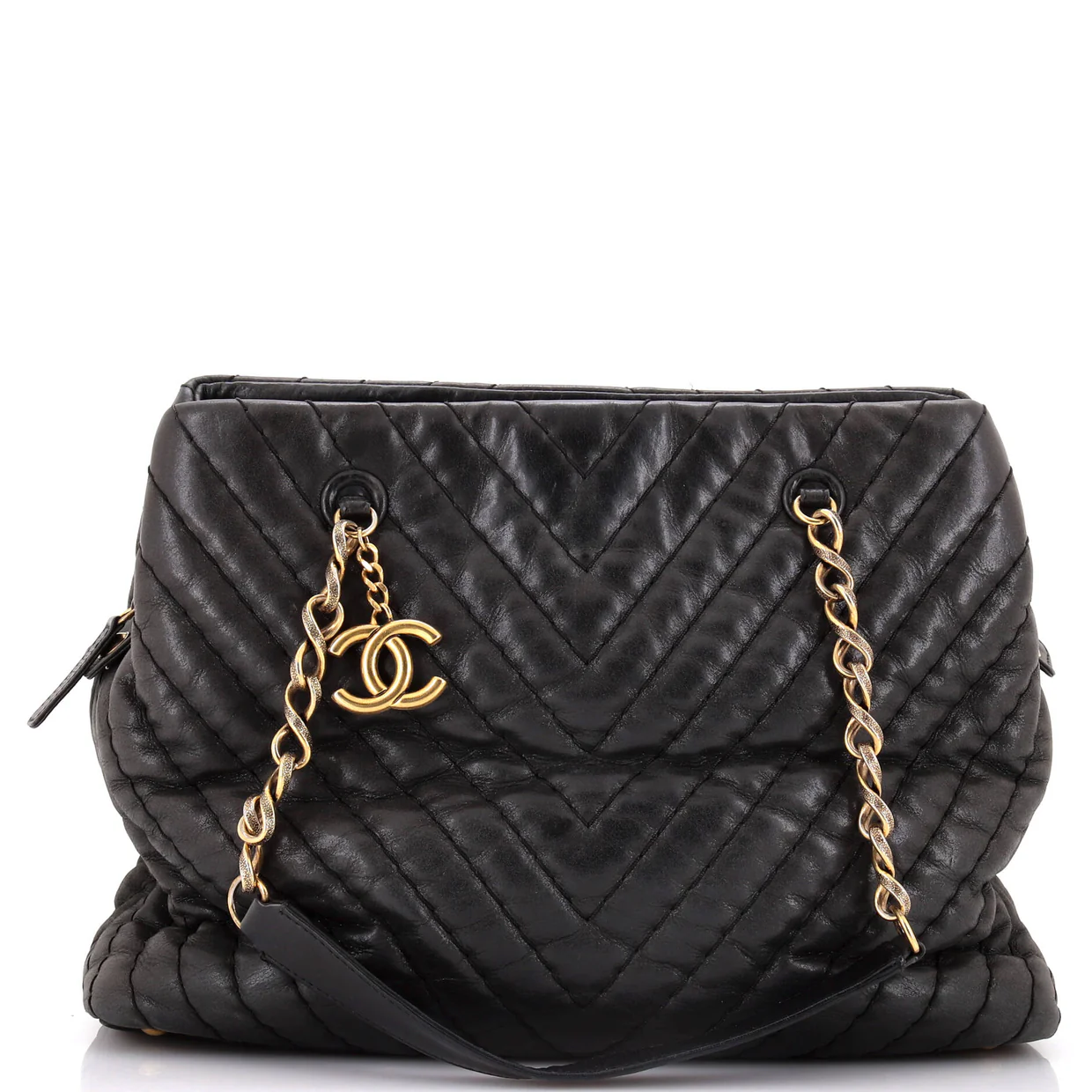 Surpique CC Charm Tote Chevron Calfskin Large - Deep Luxury