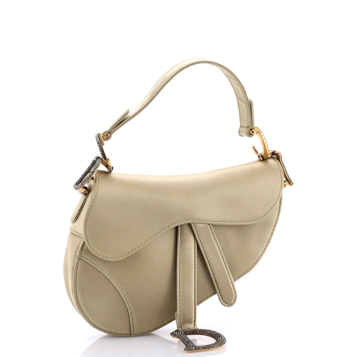 Saddle Handbag Satin with Crystals Mini - Deep Luxury