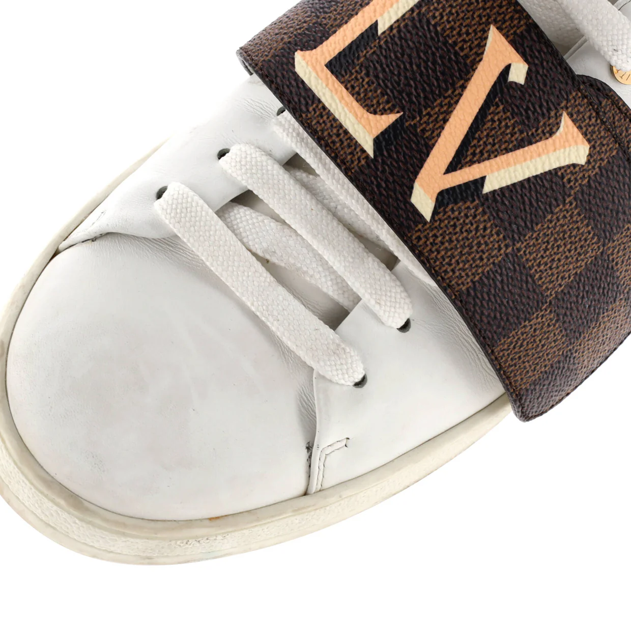 Women's FrontRow Velcro Sneakers Leather with Damier - Deep Luxury