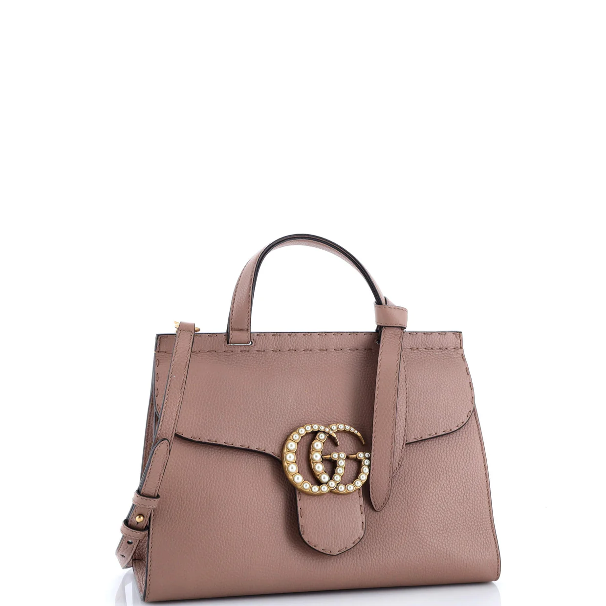 Pearly GG Marmont Top Handle Bag Leather Small - Deep Luxury