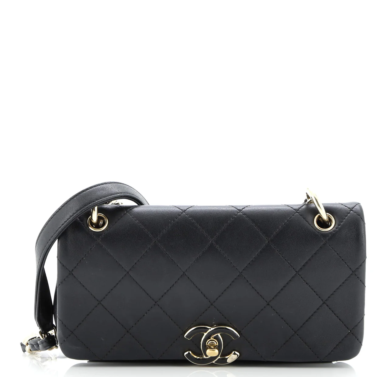 Twist Chain Enamel CC Flap Bag Quilted Lambskin Medium - Deep Luxury