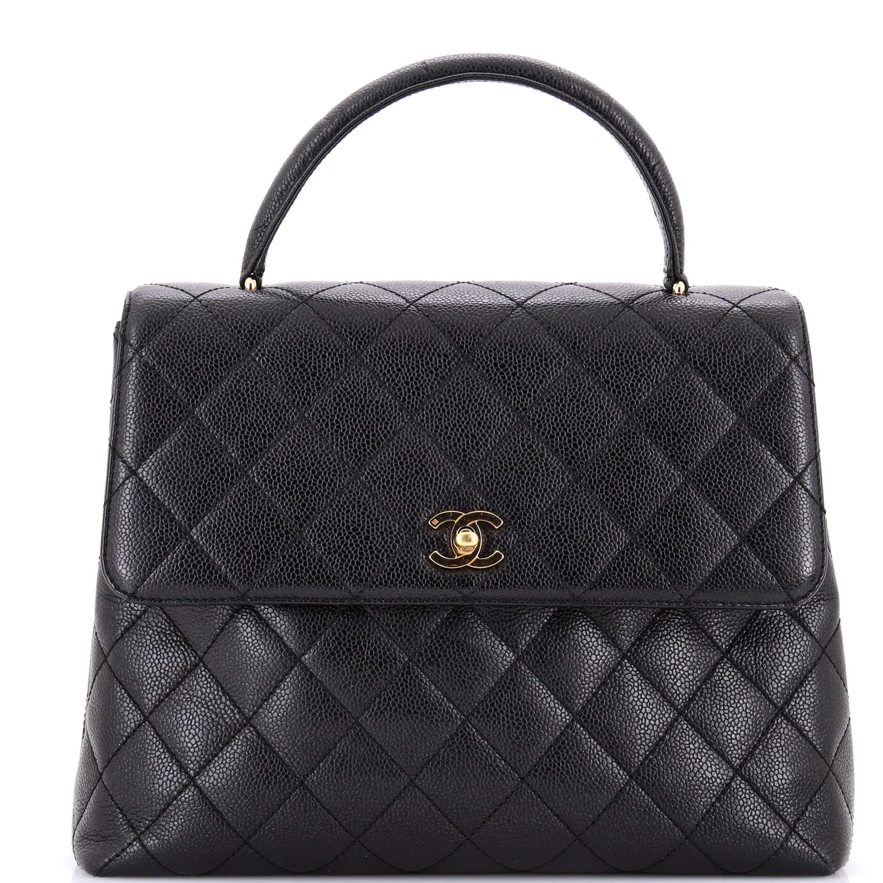 Vintage Classic Top Handle Flap Bag Quilted Caviar Jumbo - Deep Luxury