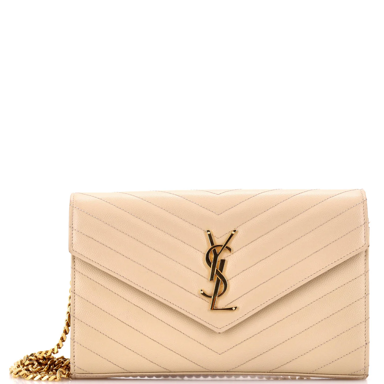 Classic Monogram Wallet on Chain Matelasse Chevron Leather Medium - Deep Luxury