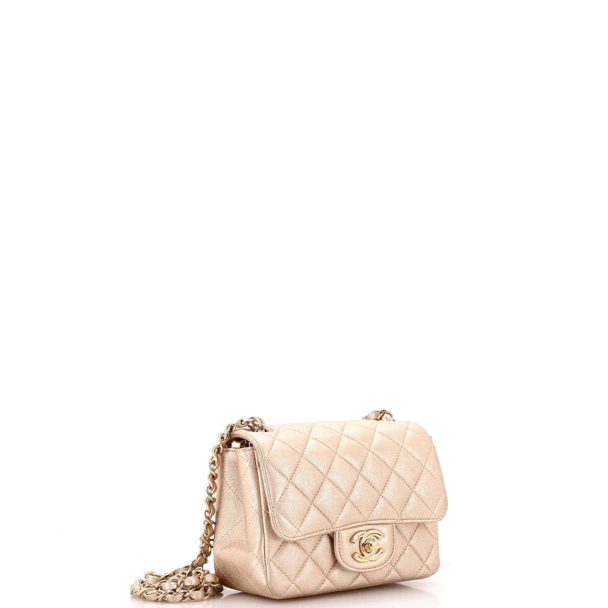 Square Classic Single Flap Bag Quilted Metallic Lambskin Mini - Deep Luxury