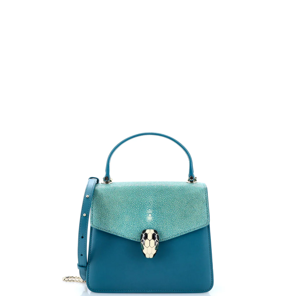 Serpenti Forever Top Handle Bag Leather and Stingray Small - Deep Luxury