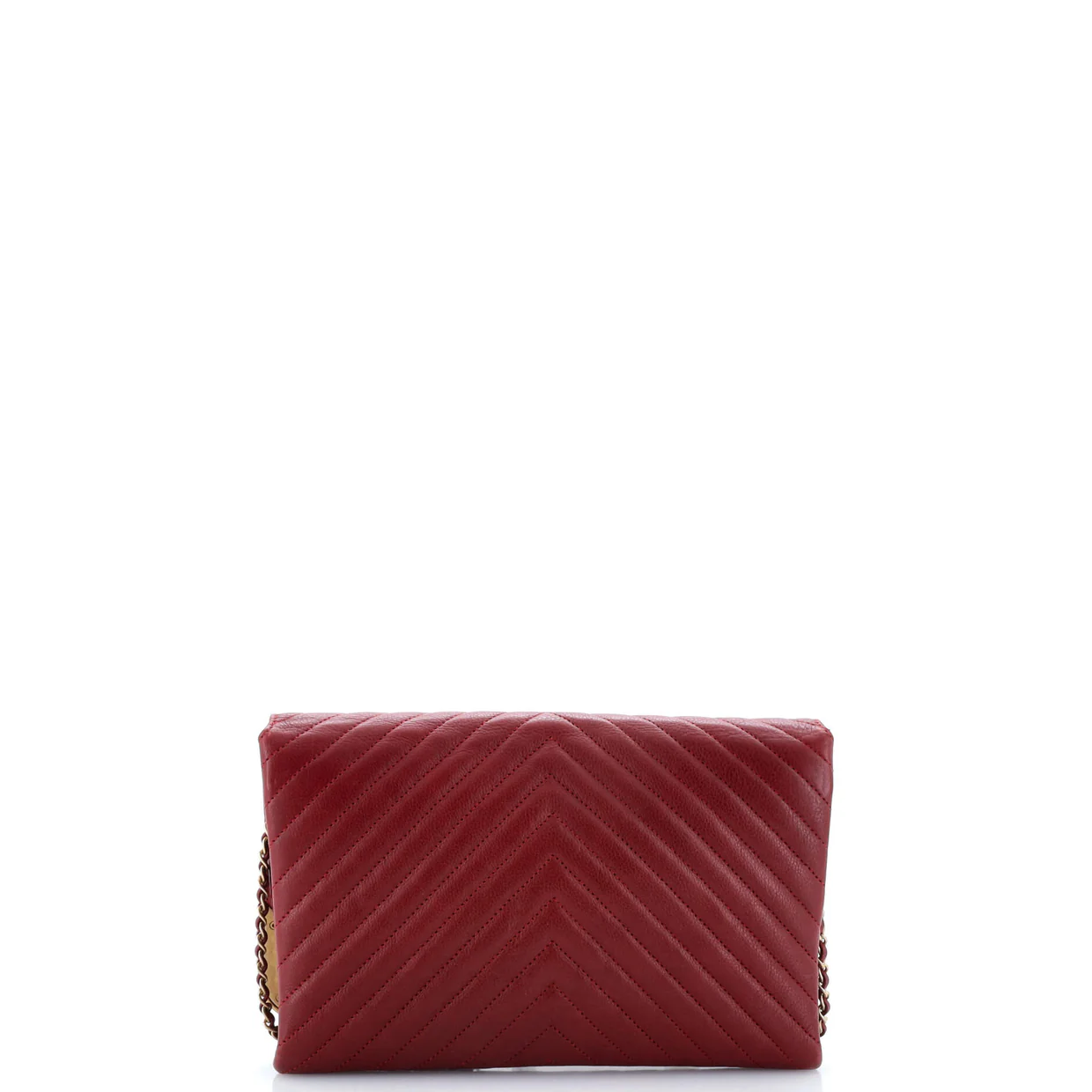 Rock The Corner Flap Clutch on Chain Chevron Calfskin - Deep Luxury