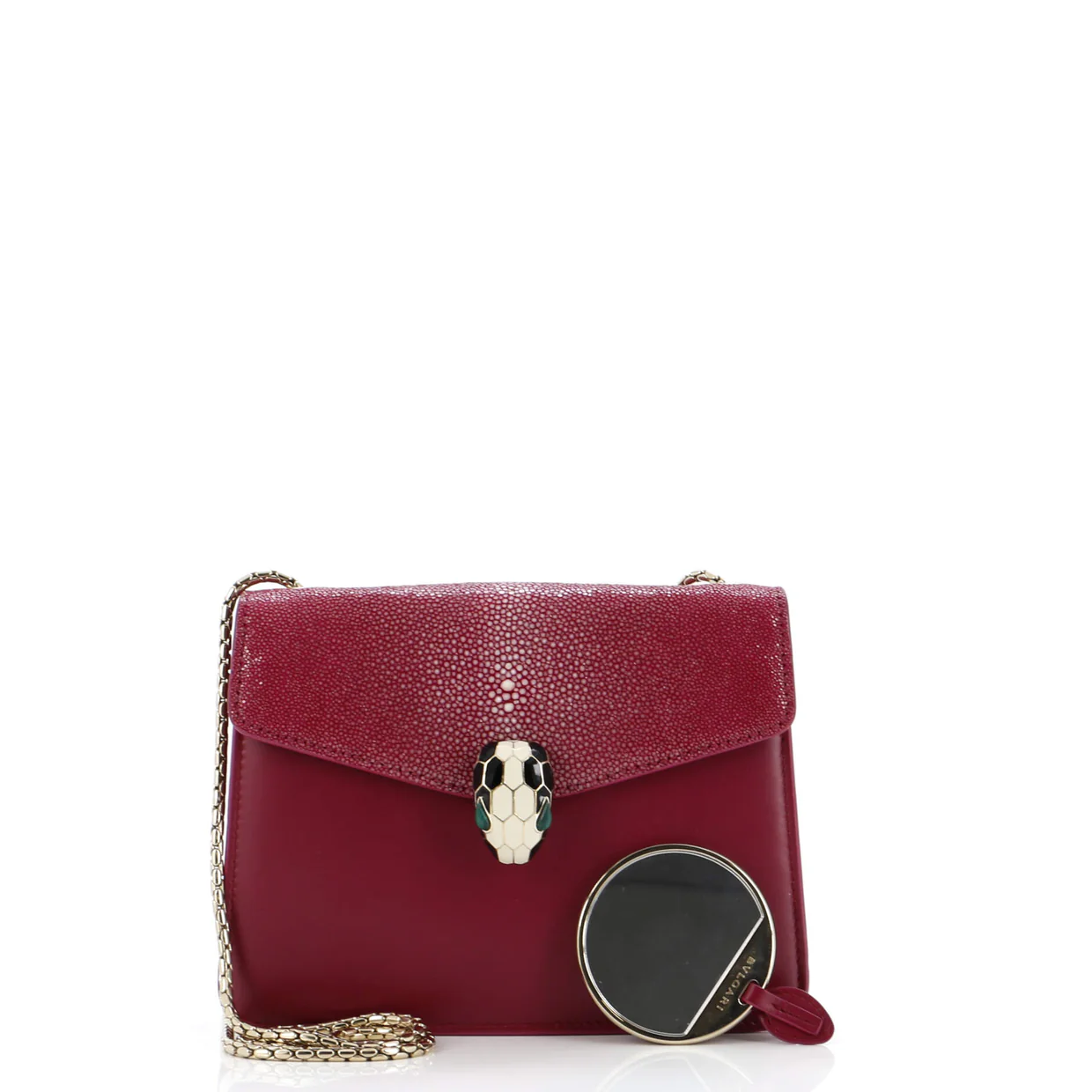 Serpenti Forever Square Shoulder Bag Leather and Stingray Small - Deep Luxury