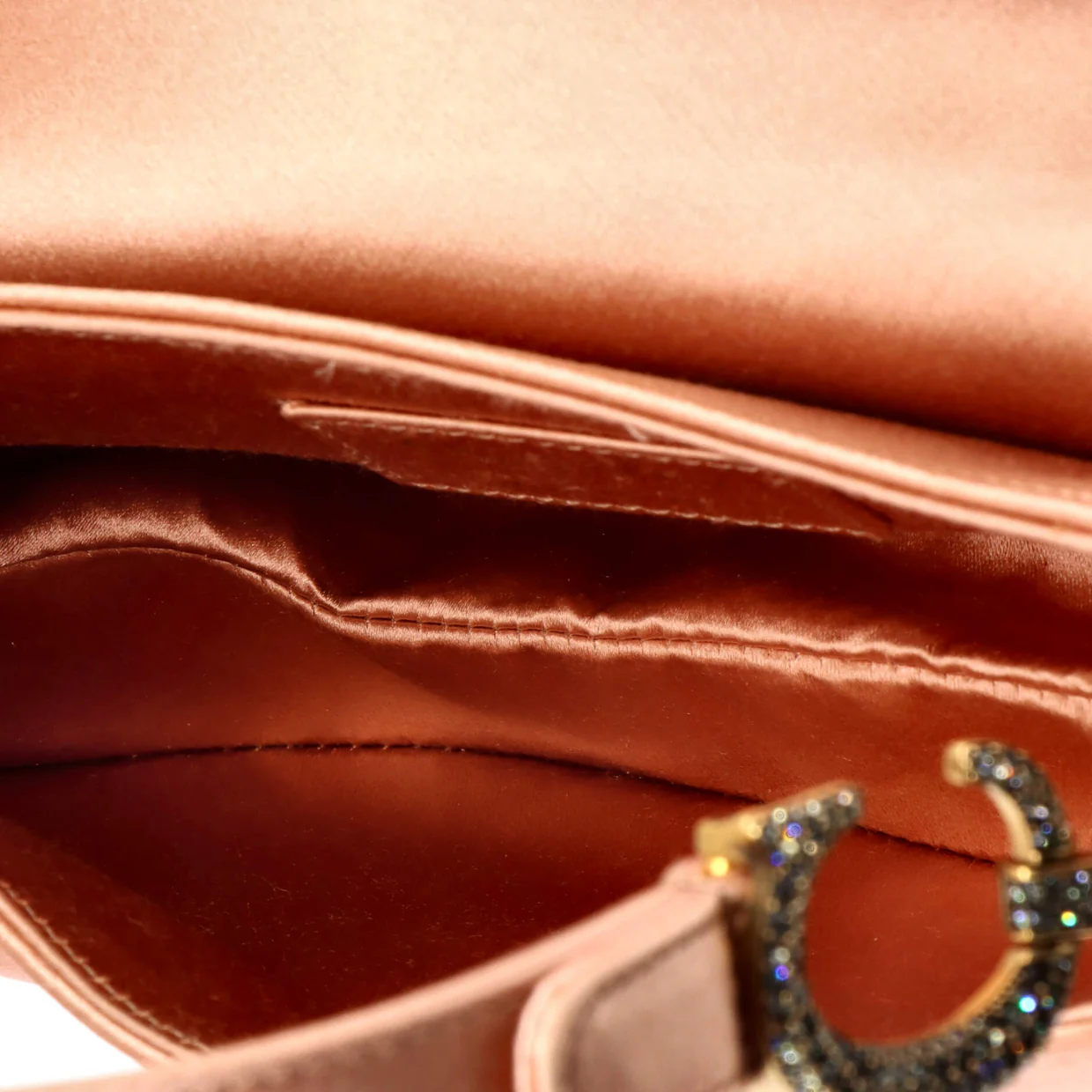 Saddle Handbag Satin with Crystals Mini - Deep Luxury