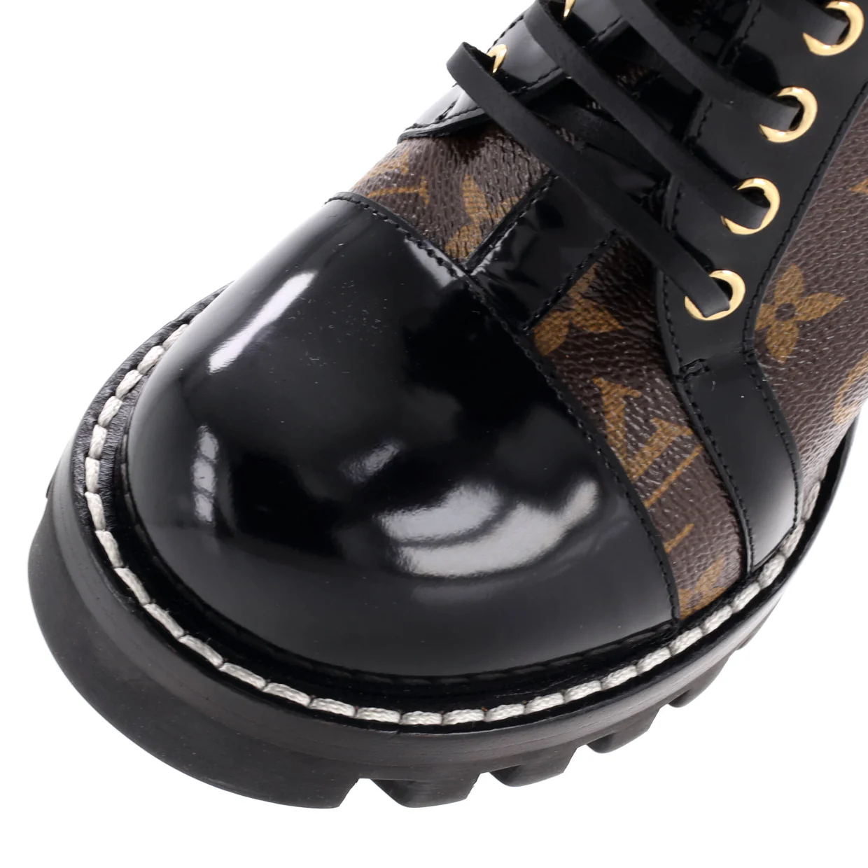 Women's Star Trail Ankle Boots Monogram Canvas with Patent - Deep Luxury