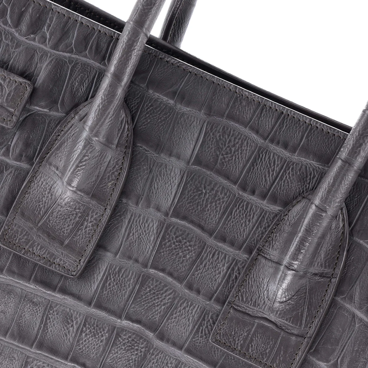 Sac de Jour Bag Crocodile Embossed Leather Small - Deep Luxury