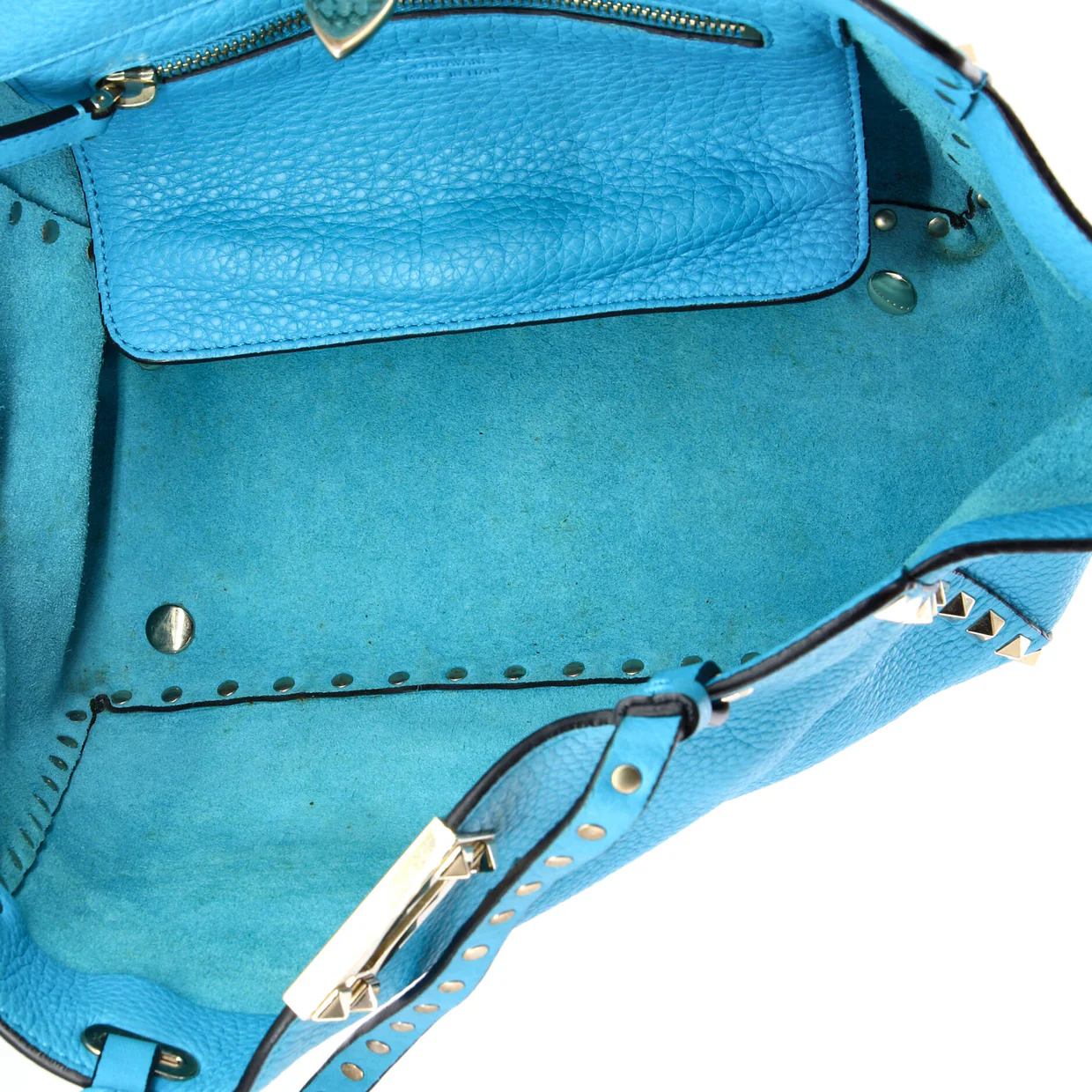 Rockstud Tote Pebbled Leather Small - Deep Luxury