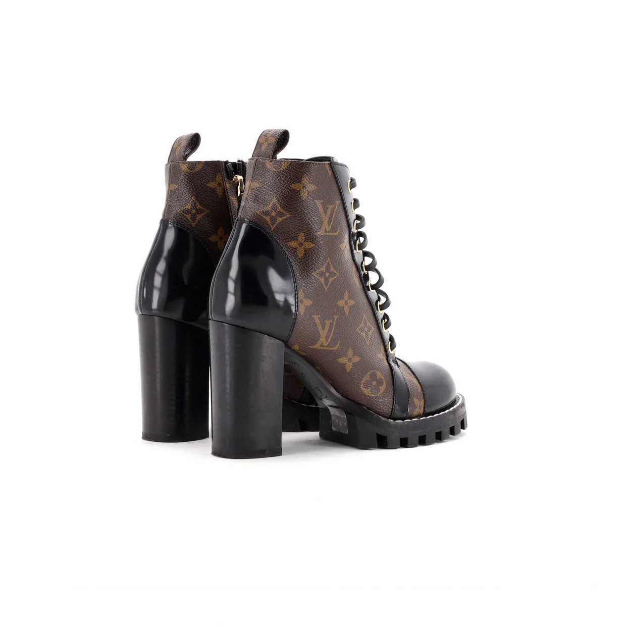 Women's Star Trail Ankle Boots Monogram Canvas with Patent - Deep Luxury