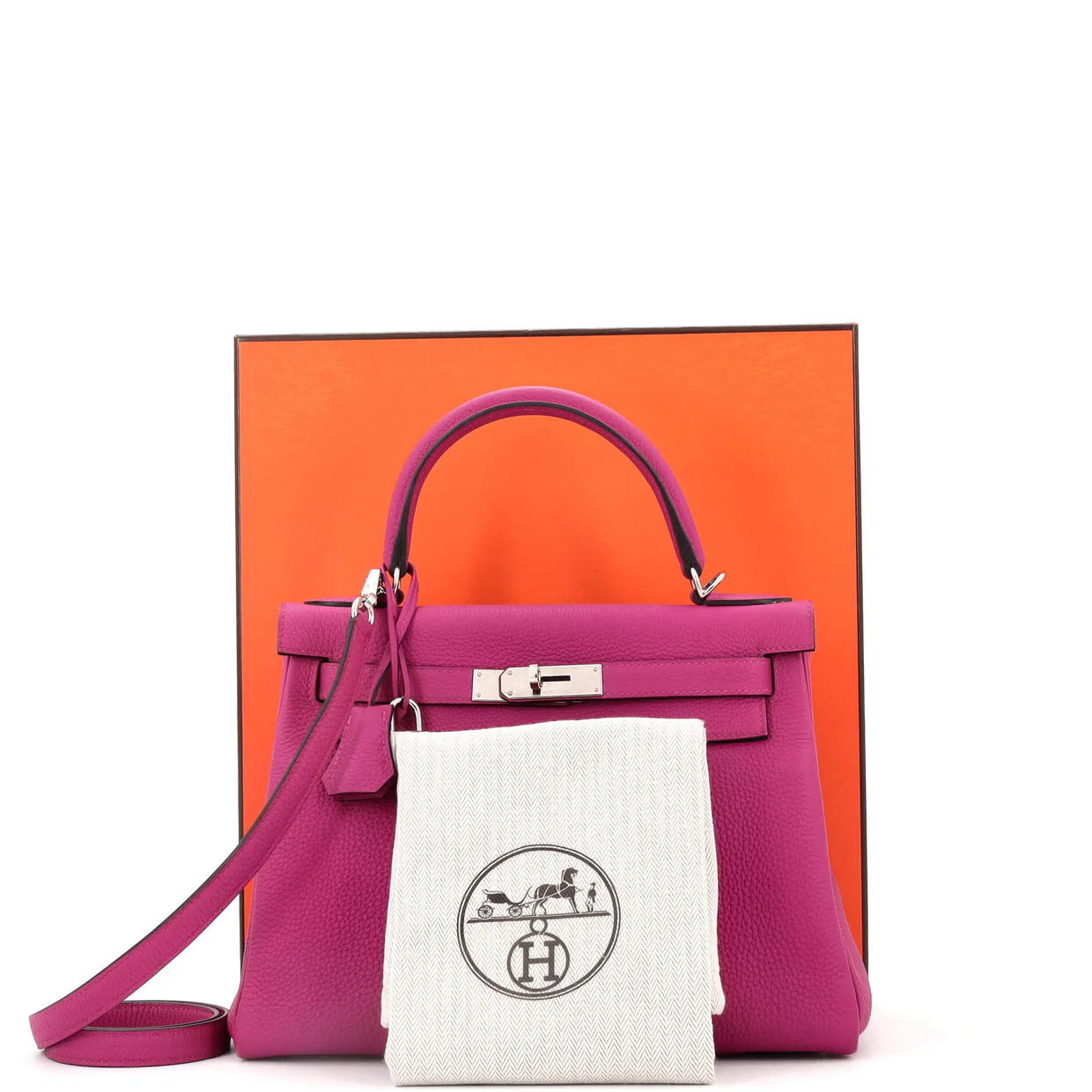 Kelly Handbag Rose Pourpre Togo with Palladium Hardware 28 - Deep Luxury
