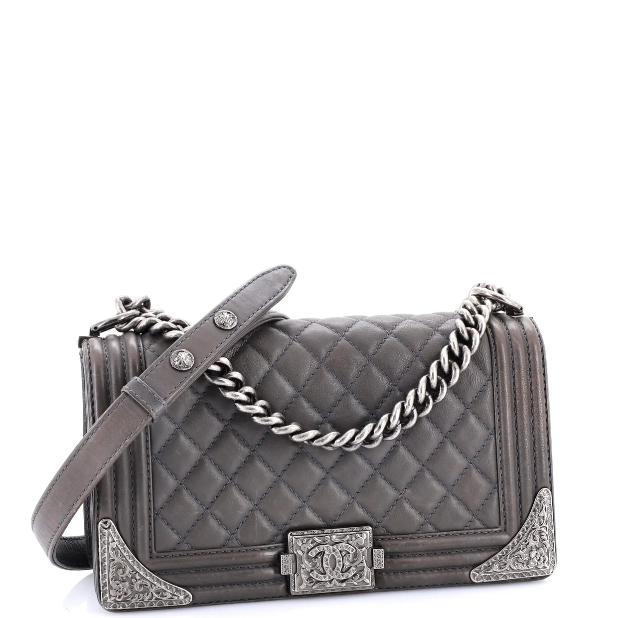 Paris-Dallas Boy Flap Bag Quilted Calfskin with Metal Adornments Old Medium - Deep Luxury