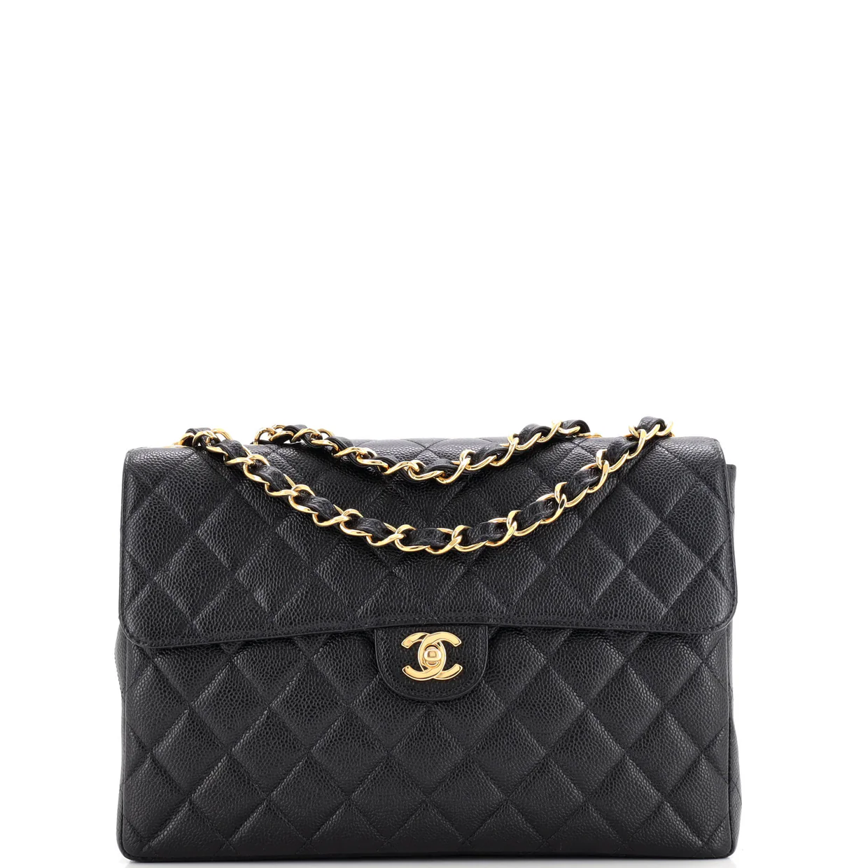 Vintage Square Classic Single Flap Bag Quilted Caviar Jumbo - Deep Luxury