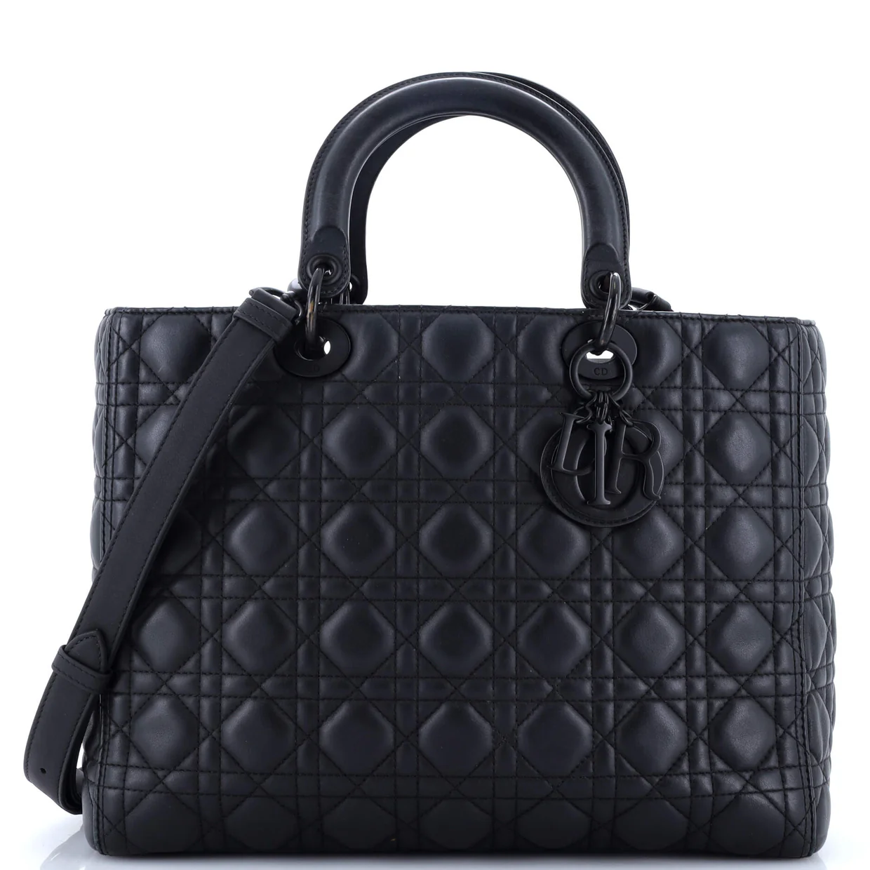 Ultra Matte Lady Dior Bag Cannage Quilt Calfskin Large - Deep Luxury