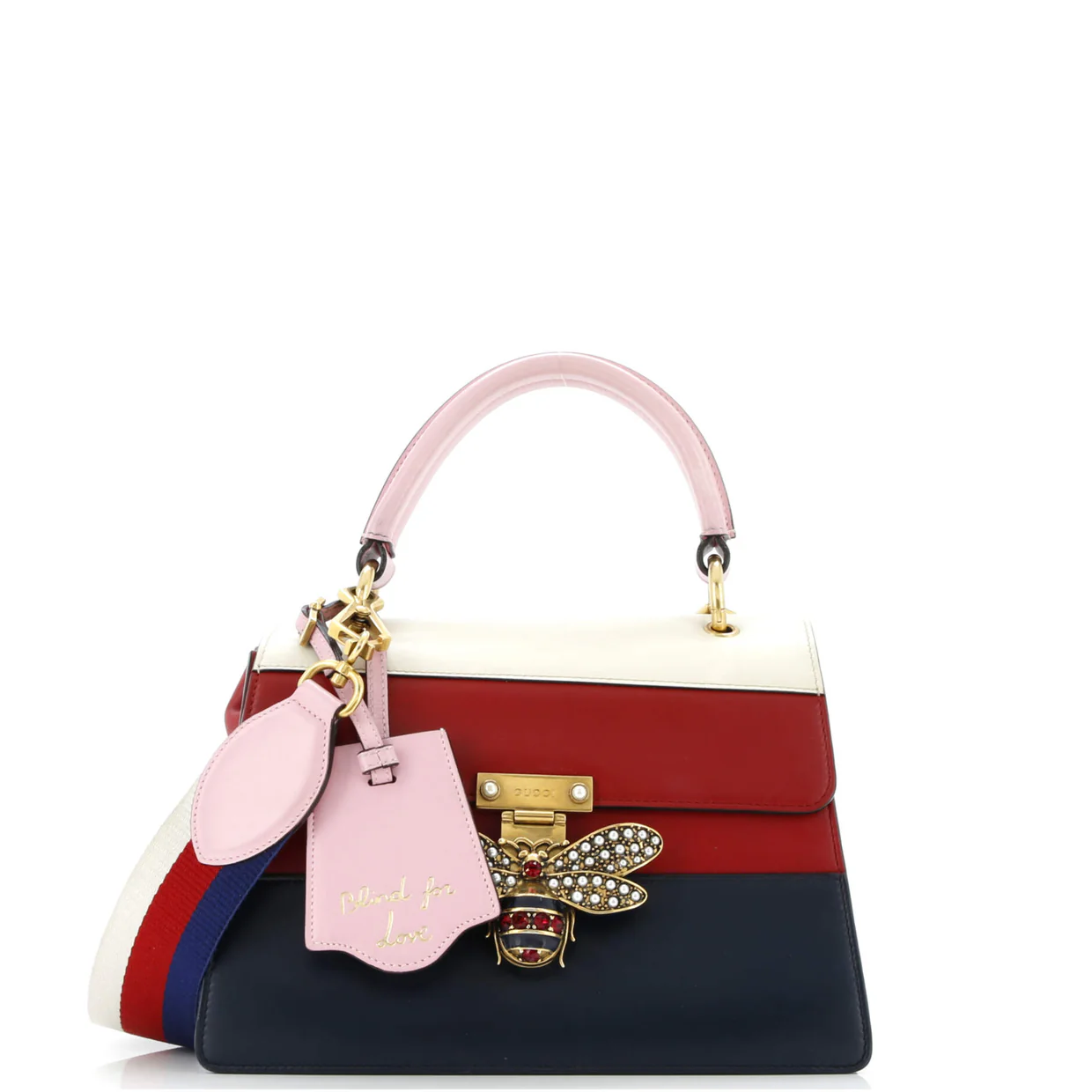Queen Margaret Top Handle Bag Colorblock Leather Small - Deep Luxury