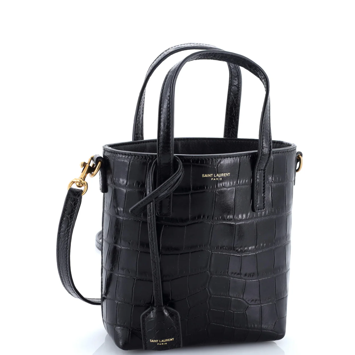 Shopper Tote Crocodile Embossed Leather Mini Toy - Deep Luxury
