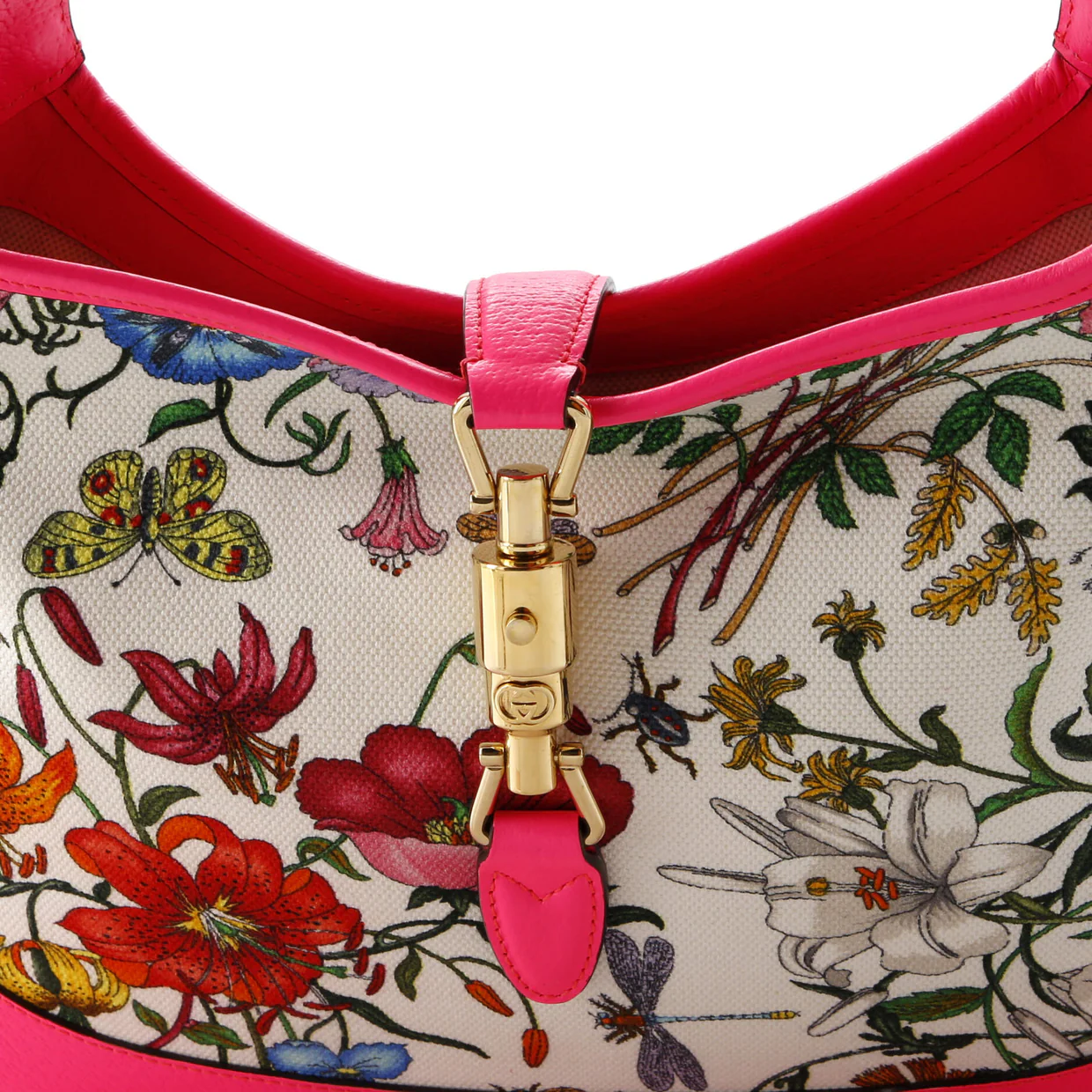 Jackie Hobo Flora Canvas with Leather Medium - Deep Luxury