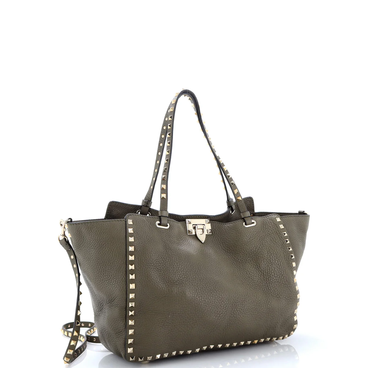 Rockstud Tote Pebbled Leather Medium - Deep Luxury