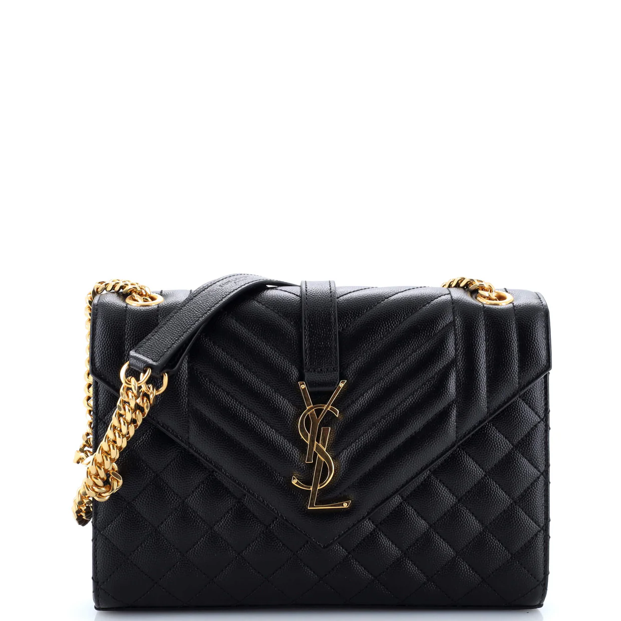 Classic Monogram Envelope Satchel Mixed Matelasse Leather Medium - Deep Luxury