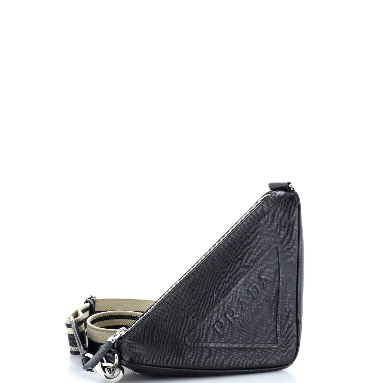 Triangle Logo Zip Crossbody Bag Leather Small - Deep Luxury