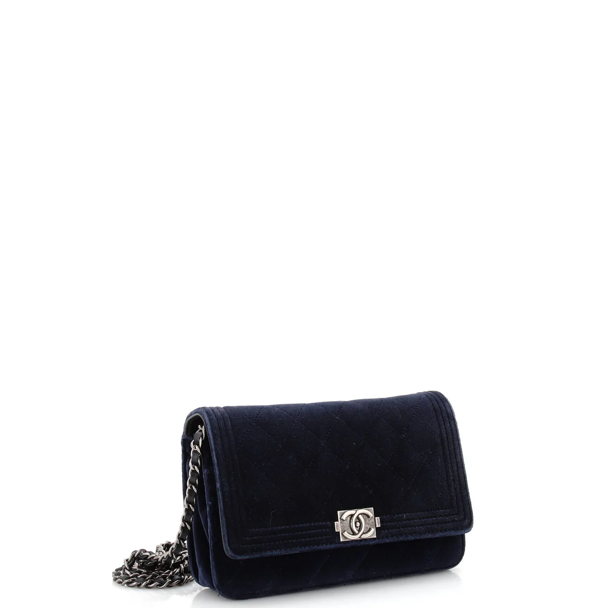 Boy Wallet on Chain Quilted Velvet - Deep Luxury