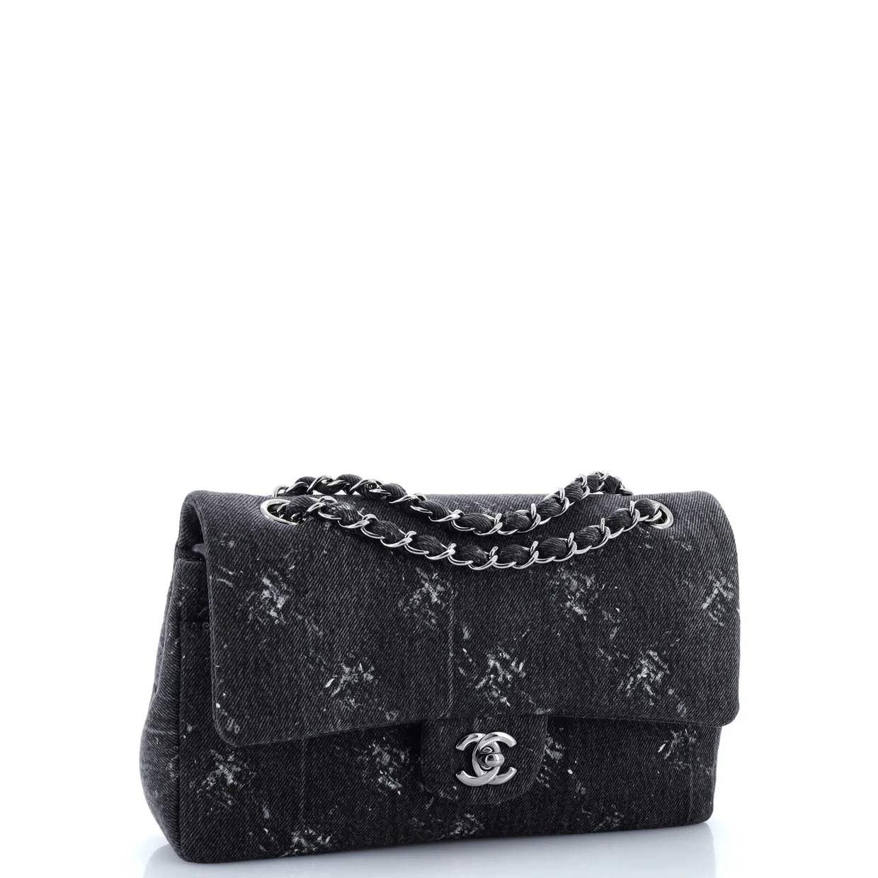 Classic Double Flap Bag Printed Denim Medium - Deep Luxury